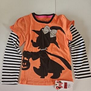 Disney Minnie Mouse Orange and Black Shirt Halloween Pumpkin Nwt Stripes 5T